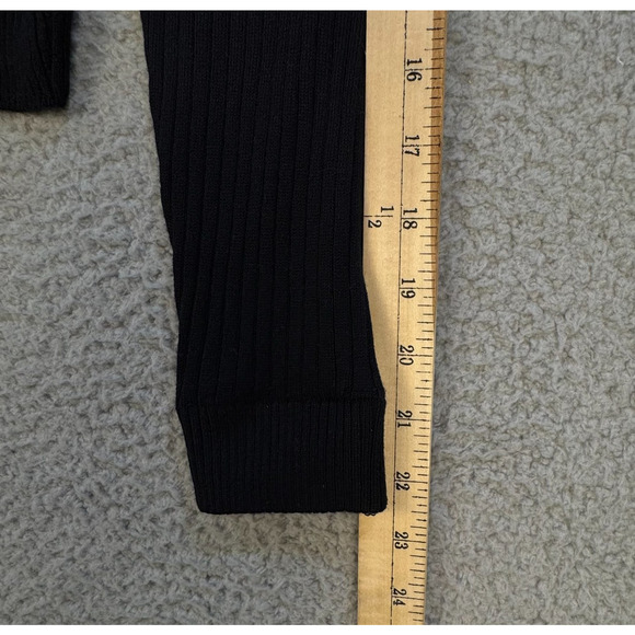 Black Ribbed Cropped Button Cardigan Sweater Women’s FITSLIKE: Small - Picture 6 of 9